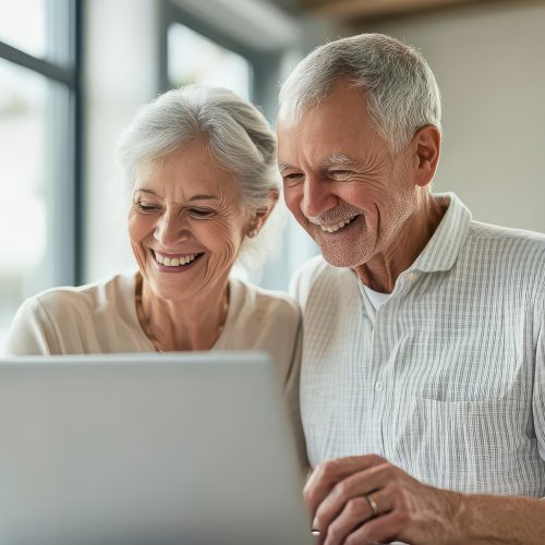 An older couple discussing retirement plans with a financial advisor focused on documents.